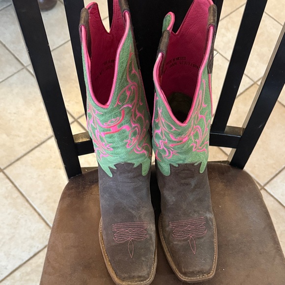 Twisted x Women's Green and Pink Western cowboy 8.5 Boots - Picture 6 of 11